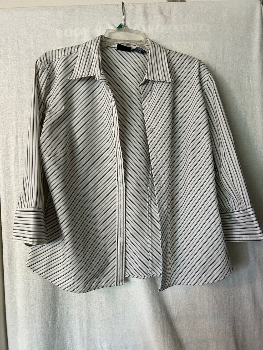 Dcc Missy Striped Diagonal Button-Down Shirt in White and Black